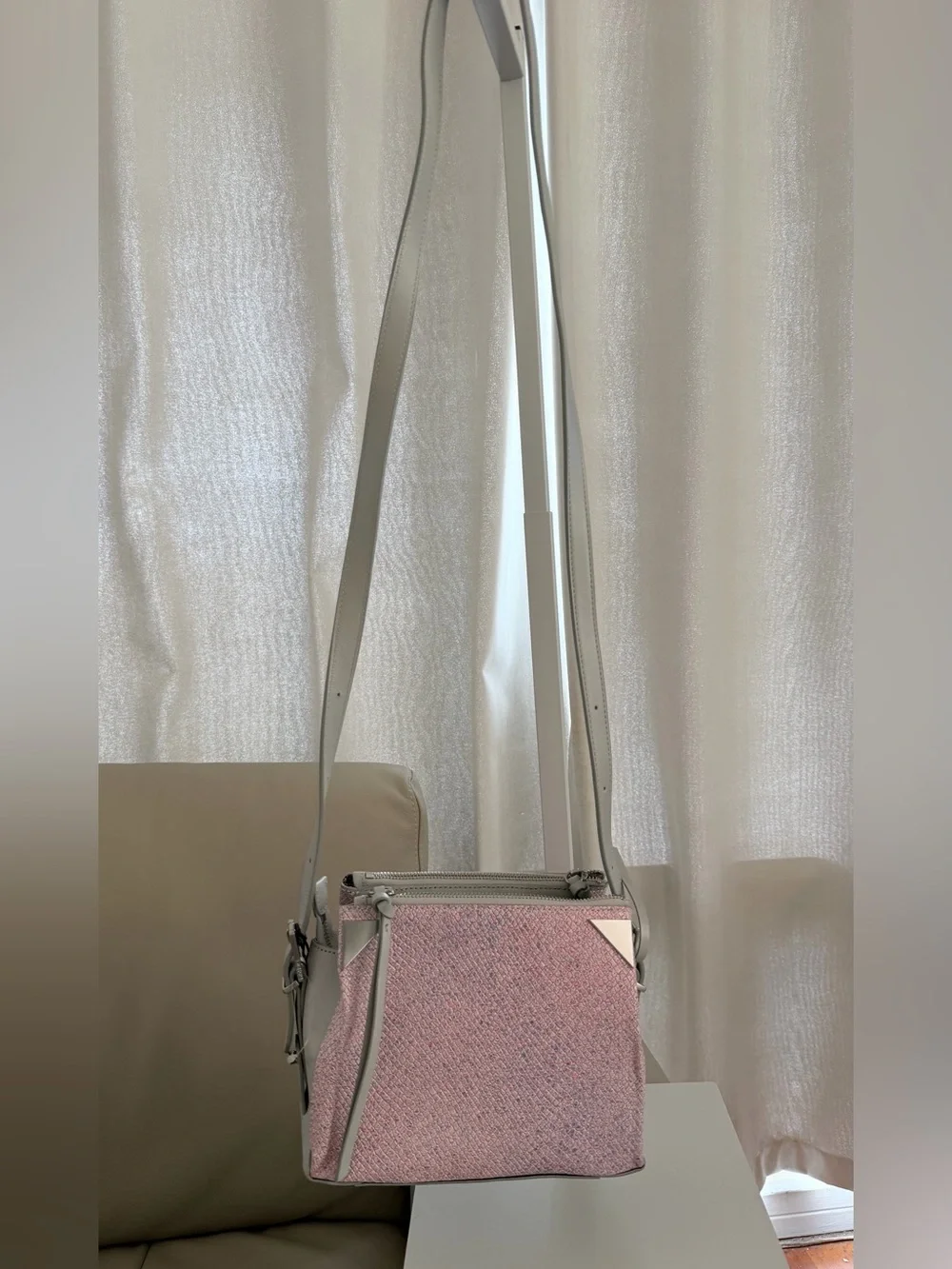 NWT Botkier x Coco Rocha Kitty London Leather Crossbody Bag Pink Gray MSRP $248